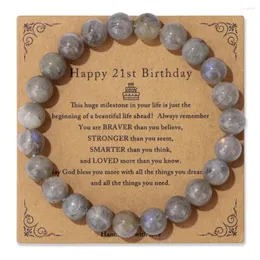 Strand 21esimo compleanno regali per giovani uomini pietra naturale labradorite braccialetto di perline figlio figlia 8mm ametiste lava braccialetti gioielli