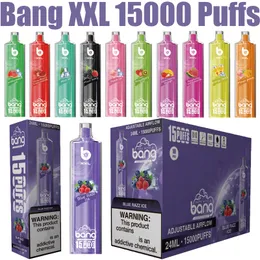 Bang XXL 15000 Puffs Elektronische Einwegzigaretten Vape Puff 15k 0 % 2 % 3 % 5 % 24 ml vorgefüllte Pod-Mesh-Spule 500 mAh wiederaufladbarer Pen Vaper Einstellbarer Luftstrom