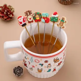 Coffee Scoops 6Style Dessert Spoons Fork Christmas 2024 Year Tableware Set Xmas Gifts Fruit Stirring Spoon Kitchen Accessories