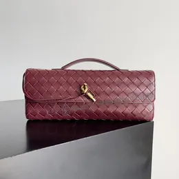 10A Echtes Leder Lange Clutch Andiamo Mit Griff Intrecciato Handwerkskunst Rindsleder Damen Umhängetaschen Geldbörsen Und Handtaschen Berühmte Marke Designer Abendtasche