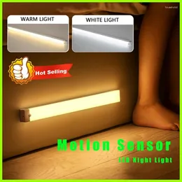 Luzes da noite 1 pcs sensor de movimento magnético luz sem fio led recarregável guarda-roupa armário lâmpada cozinha quarto iluminação do armário