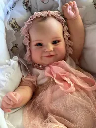Bzdoll 3dpaint cilt yeniden doğmuş bebek bebek kan damarları ile 24 inç gerçekçi yumuşak silikon bebe prenses yürümeye başlayan kız oyuncak hediye 240122