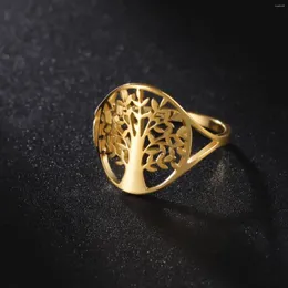 Pierścienie klastra Tree of Life Pierścień dla kobiet Viking Amulet pusta stal nierdzewna Złote Kolor Palcem Vintage Biżuteria Hurtowa