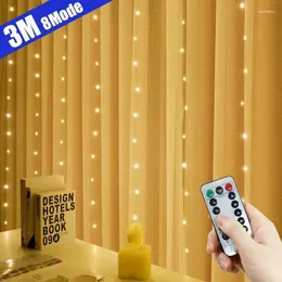 Strings 3M/4M/6M Year Garland LED Curtain On The Window USB Festoon Fairy Lights With Remote Christmas Decoration