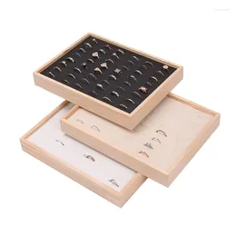 Jewelry Pouches Wood 48 Grids Rings Tray Showcase Storage Organizer Ring Display 24 18cm