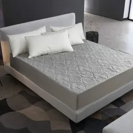 Mecerock protetor de colchão à prova d'água, cor sólida, acolchoado em relevo, lençol estilo capa para colchão, almofada macia grossa para cama 240129