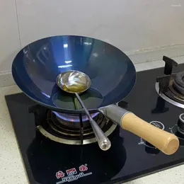 Pans Restaurant Dedicated For Chefs Iron Pan Old-Fashioned Home Wok Gas Stove Frying Non-Stick Non-Coated Ultra-Thin Light