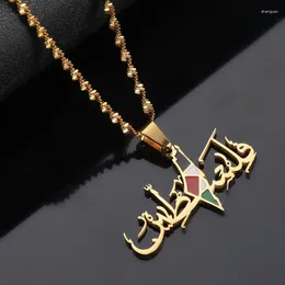 Collane con ciondolo HNSP Bandiera della Palestina Collana araba in acciaio inossidabile per accessori gioielli da donna