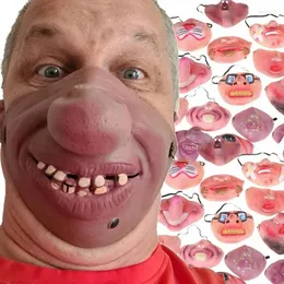 Zapasy imprezy LaTex Half Face Maski dla dorosłych Maski klauna okropne humorystycznie zabawne elastyczne zespoły zmierzyły się na Halloweenowe rekwizyty cosplay