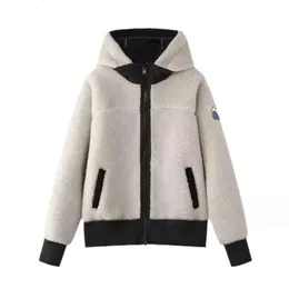 Canda Goose Jacket Outono / inverno Lã de Cordeiro Com Capuz Jaqueta de Lã de Cordeiro Espessada Solta Jaquetas Curtas Quentes Top Feminino Jaqueta Cristalizada Designer Canadense Tech Fleece 972