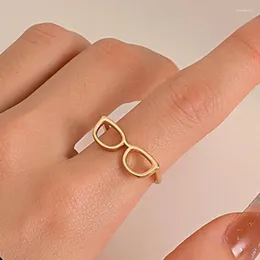 Cluster Ringe Kindliche Mini Brille Paar Ring Für Frauen Kreative Nische Design Offenen Zeigefinger Mode Party Schmuck Zubehör