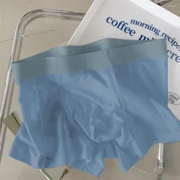 Underpants Men Ice Silk Boxer Casual Bulge Pouch Trunks Soft Transparent Briefs Super-thin Breathable Shorts Panties Comfortable