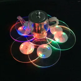 الحصير الجدول جولة فائقة LED LED LED Coaster Cocktail Drink Coaster