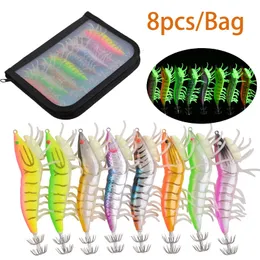 8pcs/torba Luminous EGI Rybodawanie Przynęta Kałambierka Kałamarnicy Kałamarnicy Squid Squid Squid Przynęta Ośmiornica z świecącymi nogami 8 kolorami 240119