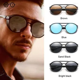 Солнцезащитные очки для мужчин в стиле панк, круглые мужские солнцезащитные очки в стиле стимпанк в стиле ретро с боковой защитой, готические зеркальные очки в оправе, мужские солнцезащитные очки