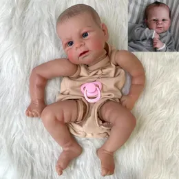 18inch Already Painted Reborn Doll Parts Elijah Lifelike Baby 3D Skin with Visible Veins Cloth Body Included 240119