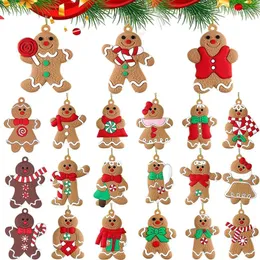 Christmas Decorations 1/12Pcs Gingerbread Man Ornaments Figurines Xmas Tree Hanging Doll Pendant Year Kids Gift