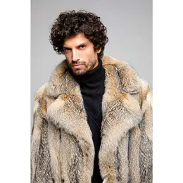 Coyote Designer Cappotto lungo in pelliccia da uomo alla moda giovane giacca a vento stile 7JM6