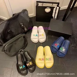 designer slides chaneles heels sandals Wind Letter Word Slippers Sandals Summer Candy Thick Sole Elevated Shoes Hair