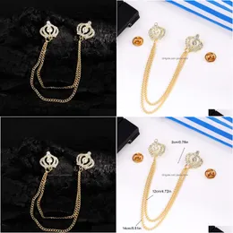 Pins Brooches Double Small Crown Clothing Accessories Collar Pin Formal Evening Wear Bright Brooch Drop Delivery Jewelry Dhc5K