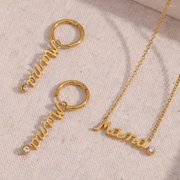 Halsband örhängen set e.b.belle special unik mamma 2024 trend för kvinna 2 stycken rostfritt stål smycken mammasdag gåva