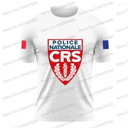 Erkekler Tişörtleri Fransız Ulusal Polis Gömlek Fransa Crs Açık Mekan Teknik Fitness Giyim Eğitimi Üstler MTB Jersey Çalışma Spor giyim