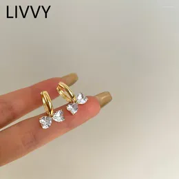 Stud Earrings LIVVY Fashion Elegant Sweet Sparkling BowKnot Zircon For Women Trendy Bride Party Jewelry Gift