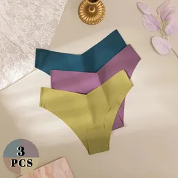 Women's Panties 3PCS/Set V-waist Solid Underwear Invisible Female Soft Comfy Briefs For Women Ladies Fashion Lingerie Elasticity
