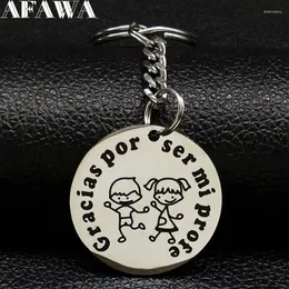 Keychains Gracias Por Ser Mi Profe Stainless Steel Pendant For Key Women Teacher Keyring Jewelry Regalos Para Profesora K1125S01