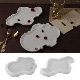 Ferramentas artesanais Concreto Estilo Europeu Bandeja de alívio de renda Molde de silicone DIY prato de armazenamento de gesso