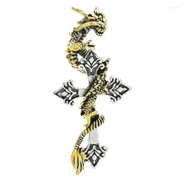 Brooches Wuli&baby Vintage Cross Dragon Women Unisex 2-color Design Spirits Animal Party Casual Brooch Pins Gifts