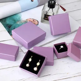 Jewelry Pouches 24Pcs/lot Bulk Purple Paper Container Packaging Box Holder Display Gifts Weddding Ring Brooch Necklace Package Storange