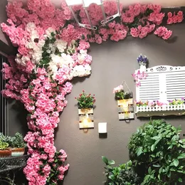 Flores decorativas artificial flor de cerejeira árvore flor de seda primavera diy bonsai arco adereços de casamento arranjo de decoração de escritório em casa