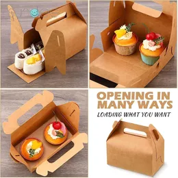 5/10 piece kraft paper gift cake box creative DIY dessert gift box portable baking packaging box with handle for party supplies 240205