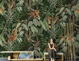 Tapeten Beibehang Benutzerdefinierte Französisch Wald 3D Tapete Tiger Tier Restaurant Amerikanischen Hintergrund Wandbild Papel Adhesivo Pared