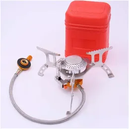 Stoves Cam Gas Stove Portable Electronic Tourism Picnic Foldable Strong Fire Survival Equipment Outdoor Accessories 231025 Drop Deli Dh0Jf