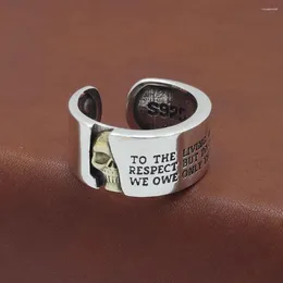 Кольца кластера YIZIZAI Готическое панк-кольцо для мужчин Ретро Преувеличение Скелет Дьявол Регулируемый серебряный цвет Мужской хип-хоп Вечеринка Ювелирные изделия Подарок