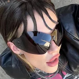 Sonnenbrille Soei Retro Y2K Übergroße ein Stück Männer Punk -Schatten UV400 Randless klare Süßigkeiten Farbe Frauen Outdoor Sports Sonnenbrille