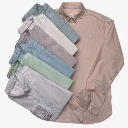 Högkvalitativa män Nya i 100% Oxford Cotton Leisure Classice Crocodile randiga skjortor långärmad mode eleganta skjortor Homme lyxdesigner märke kläder h894