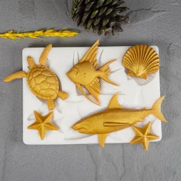 Baking Moulds Underwater World Silicone Mold Household Sharks & Sea Turtles Cake Decorating Tools Candy Chocolate Fondant