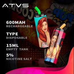 ATVS 7000puff 7KPuffs disposable Vape E cigarette mesh coil pods600mah rechargeable electronic cigarette 5% 12 flavors. 12000puff 13000puff 15000puff 16000puff