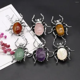 Brosches Natural Stone Rose Quartz Amethysters Alloy Pins For modeklänning Päls smycken Tillbehör Kvinnor broschiska gåvor