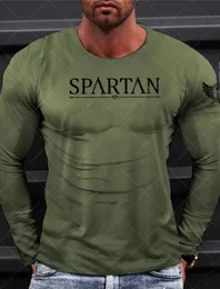 Spartans masculino ginásio camiseta topos gráfico manga longa confortável e respirável moda moletom outono masculino roupas de secagem rápida 240118