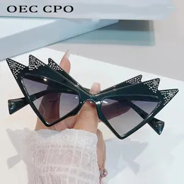 Okulary przeciwsłoneczne diamenty punk cat eye kobiety luksusowe marka design goggle słoneczne szklanki żeńskie seksowne odcienie motyla uv400 okulary olos