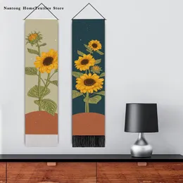 Wandteppiche, Sonnenblume, langer Wandteppich, Wandbehang, Blume, vertikale Pflanze, Natur, Boho, für Schlafzimmer, Wohnzimmer, Dekor