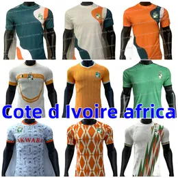 23 24 25 Cote d Ivoire Soccer Jersey 국가 대표팀 선수 팬 홈 어웨이 Ivory Coast Drogba Kessie Maillots de 축구 남자 유니폼 아프리카 컵 어린이 훈련 세트 셔츠