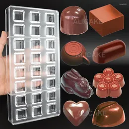 Ferramentas de cozimento 1 pçs moldes de chocolate policarbonato doces cubo coração cápsula forma bandejas de confeitaria utensílios acrílicos molde de pastelaria