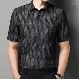 Męskie koszulki Browon Browe Męs 2024 Summer Elastic Bamboo Fibre Shirt Men Retro Fashion Druku