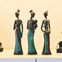 3パック彫像アフリカンウーマン彫刻少女