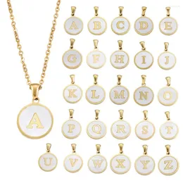 Pendant Necklaces Simple Letter Initial Necklace For Women Gold Color Round A-Z Alphabet Birthday Jewelry Gifts